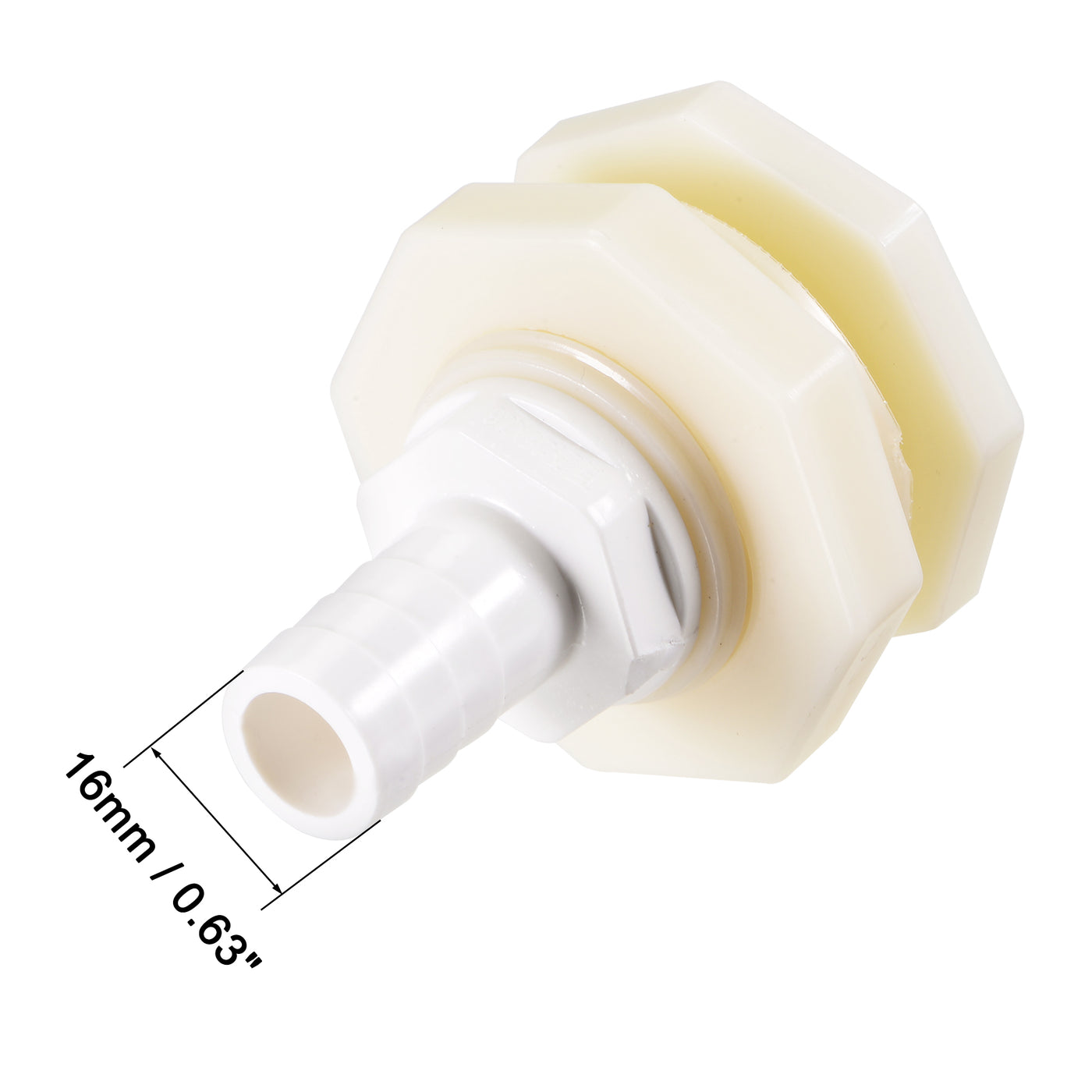 uxcell Uxcell Bulkhead Fitting Adapter 16mm Barbed x G3/4 Female ABS White for Aquariums, Water Tanks, Tubs, Pools 2Pcs