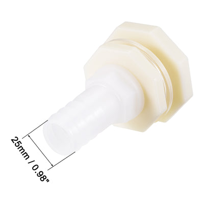 Harfington Uxcell Bulkhead Fitting Adapter 25mm Barbed x G1 Female ABS White for Aquariums, Water Tanks, Tubs, Pools