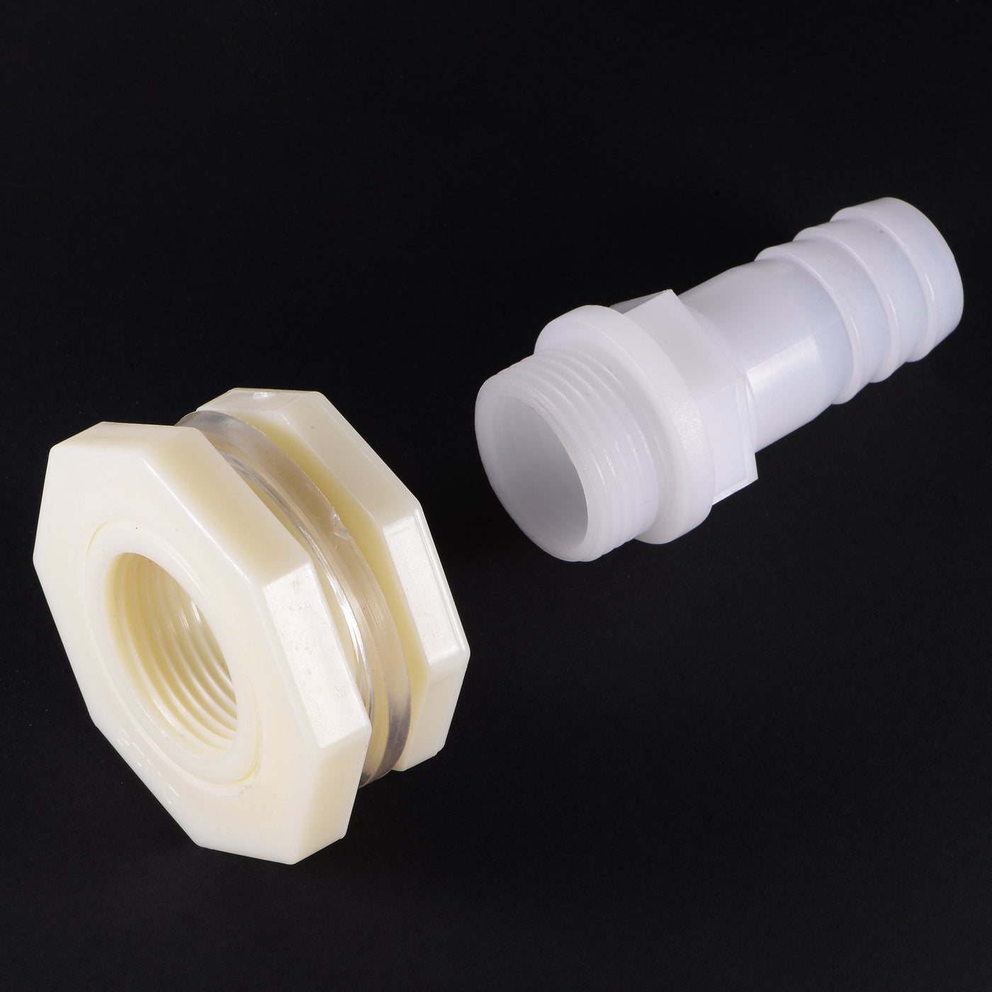 uxcell Uxcell Bulkhead Fitting Adapter 25mm Barbed x G1 Female ABS White for Aquariums, Water Tanks, Tubs, Pools
