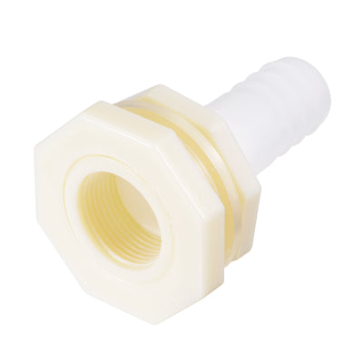 Harfington Uxcell Bulkhead Fitting Adapter 25mm Barbed x G1 Female ABS White for Aquariums, Water Tanks, Tubs, Pools