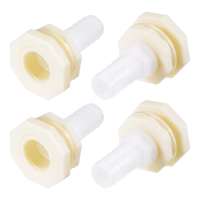Harfington Uxcell Bulkhead Fitting Adapter 25mm Barbed x G1 Female ABS White for Aquariums, Water Tanks, Tubs, Pools 4Pcs