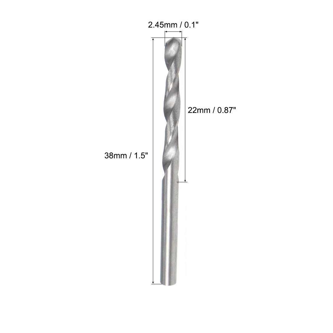 uxcell Uxcell 2.45mm Solid Carbide Drill Bits Straight Shank for Stainless Steel Alloy 2 Pcs