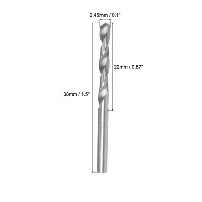 Harfington Uxcell 2.45mm Solid Carbide Drill Bits Straight Shank for Stainless Steel Alloy 2 Pcs