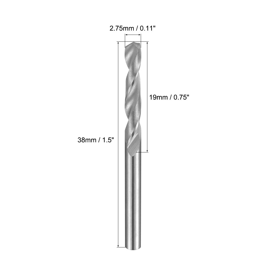 uxcell Uxcell 2.75mm Solid Carbide Drill Bits Straight Shank for Stainless Steel Alloy 2 Pcs