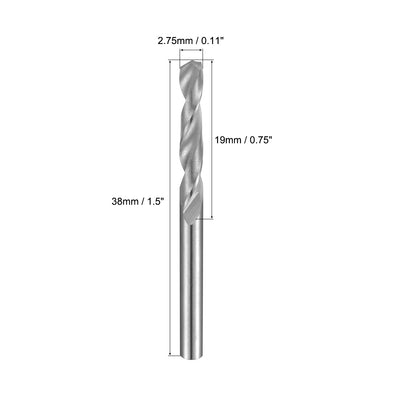 Harfington Uxcell 2.75mm Solid Carbide Drill Bits Straight Shank for Stainless Steel Alloy 2 Pcs