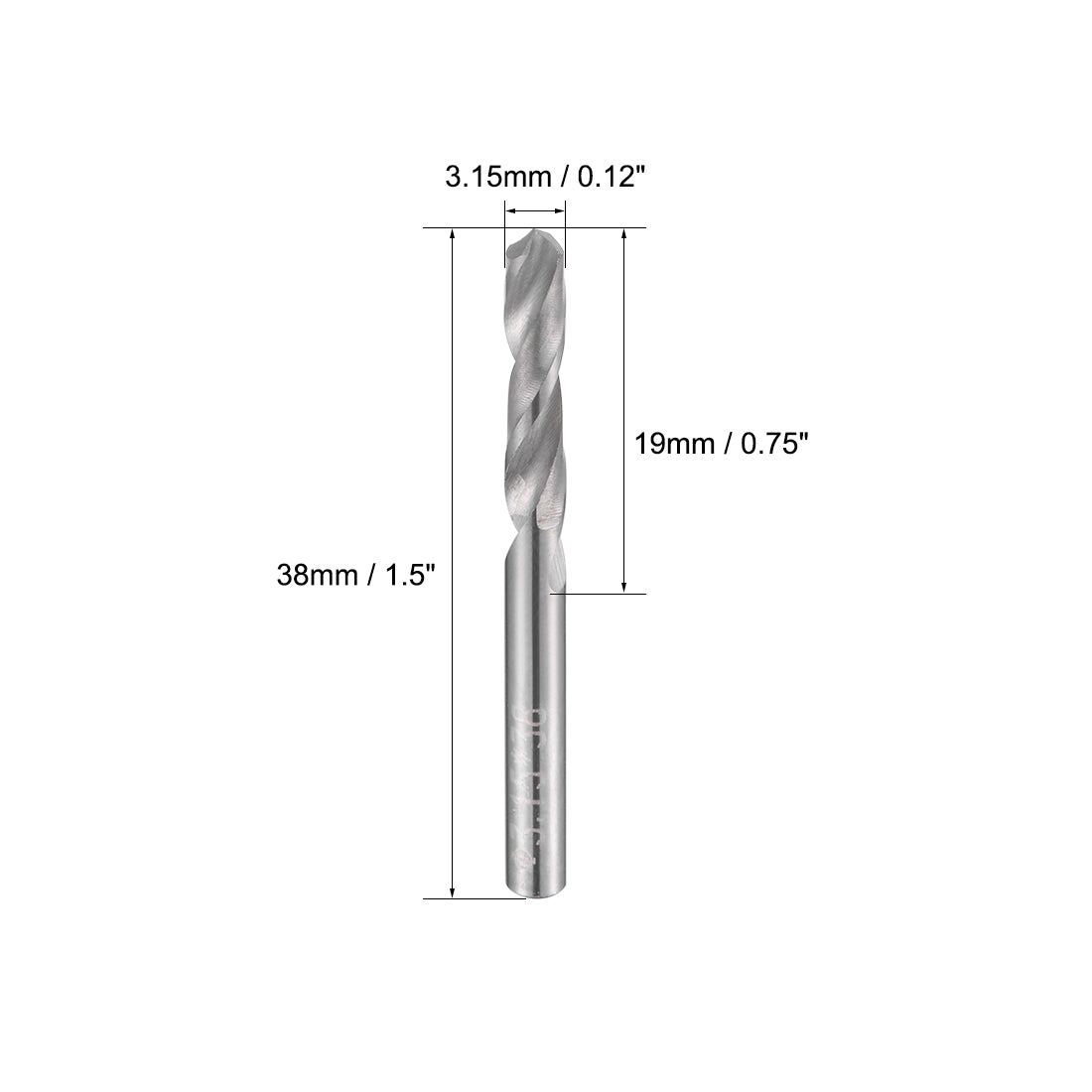 uxcell Uxcell 3.15mm Solid Carbide Drill Bits Straight Shank for Stainless Steel Alloy 2 Pcs