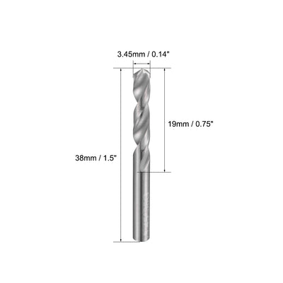 Harfington Uxcell 3.45mm Solid Carbide Drill Bits Straight Shank for Stainless Steel Alloy 2 Pcs