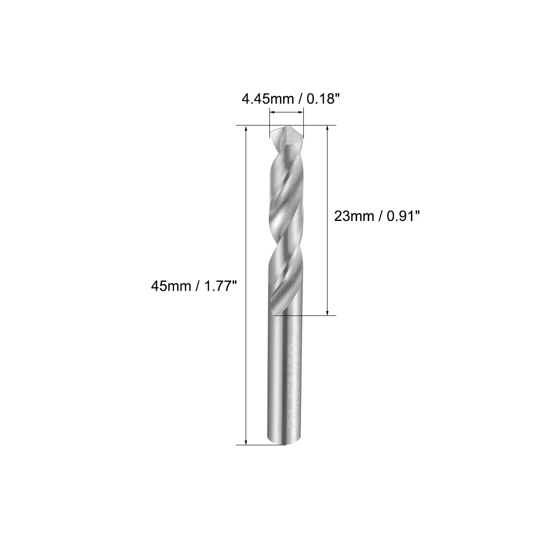 uxcell Uxcell 4.45mm Solid Carbide Drill Bits Straight Shank for Stainless Steel Alloy