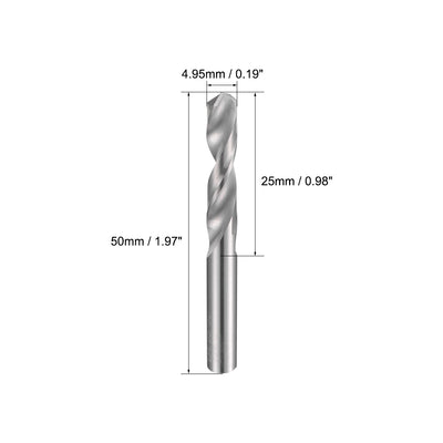 Harfington Uxcell 4.95mm Solid Carbide Drill Bits Straight Shank for Stainless Steel Alloy