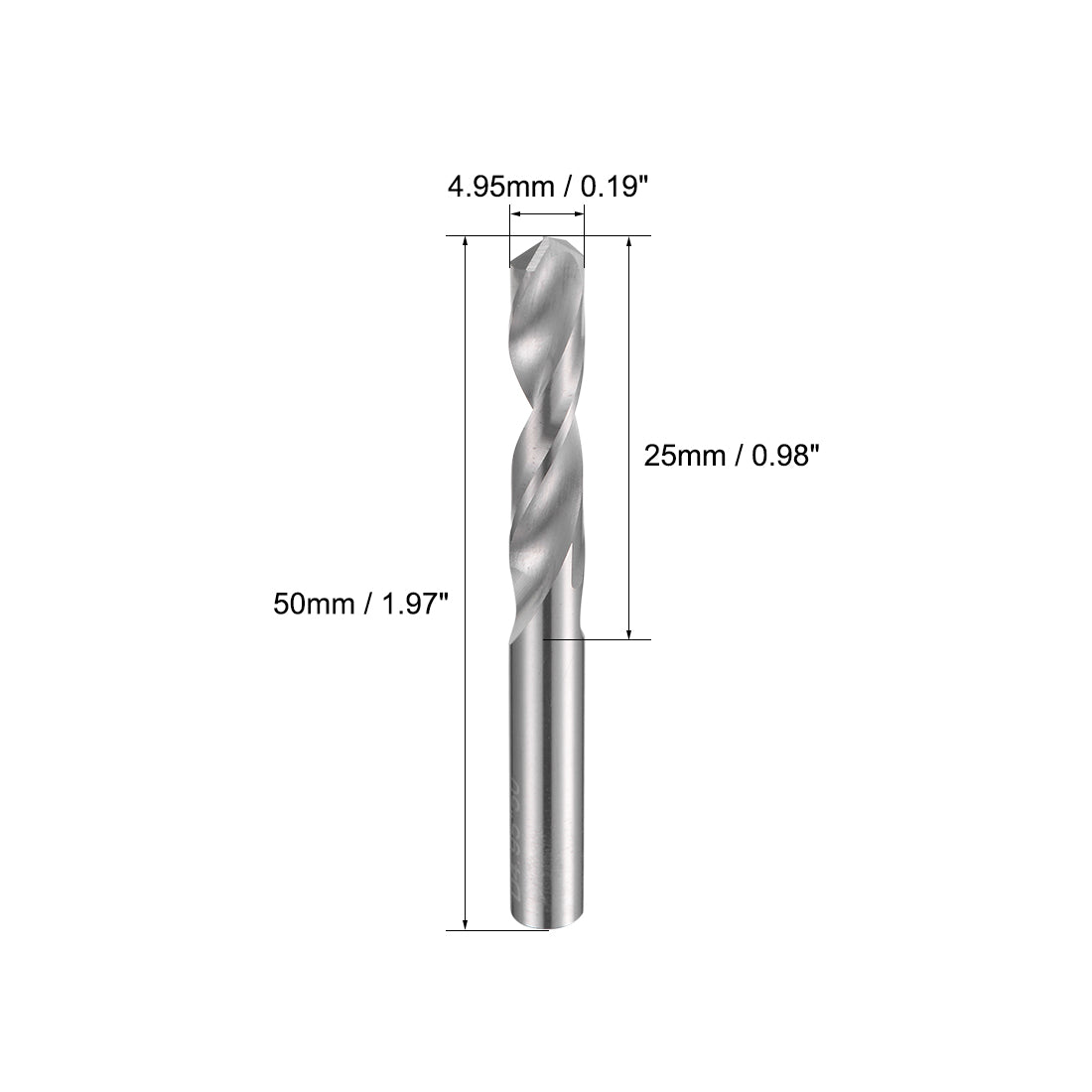 uxcell Uxcell 4.95mm Solid Carbide Drill Bits Straight Shank for Stainless Steel Alloy 2 Pcs