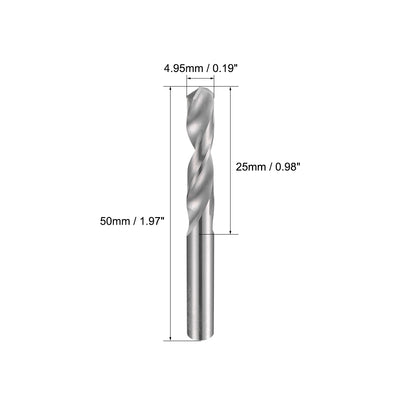 Harfington Uxcell 4.95mm Solid Carbide Drill Bits Straight Shank for Stainless Steel Alloy 2 Pcs