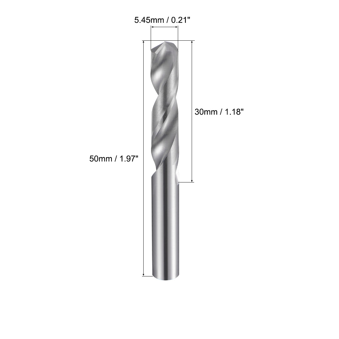 uxcell Uxcell 5.45mm Solid Carbide Drill Bits Straight Shank for Stainless Steel Alloy