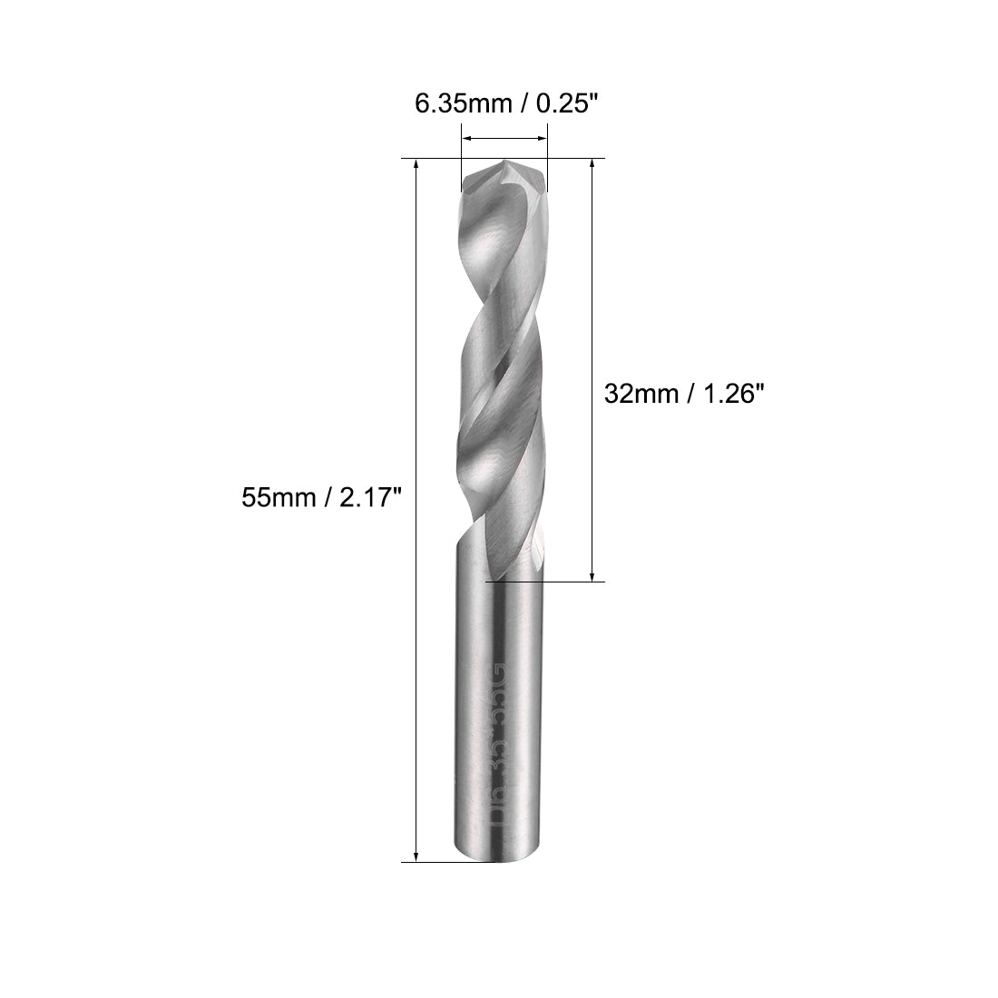 uxcell Uxcell 6.35mm Solid Carbide Drill Bits Straight Shank for Stainless Steel Alloy