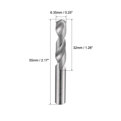 Harfington Uxcell 6.35mm Solid Carbide Drill Bits Straight Shank for Stainless Steel Alloy