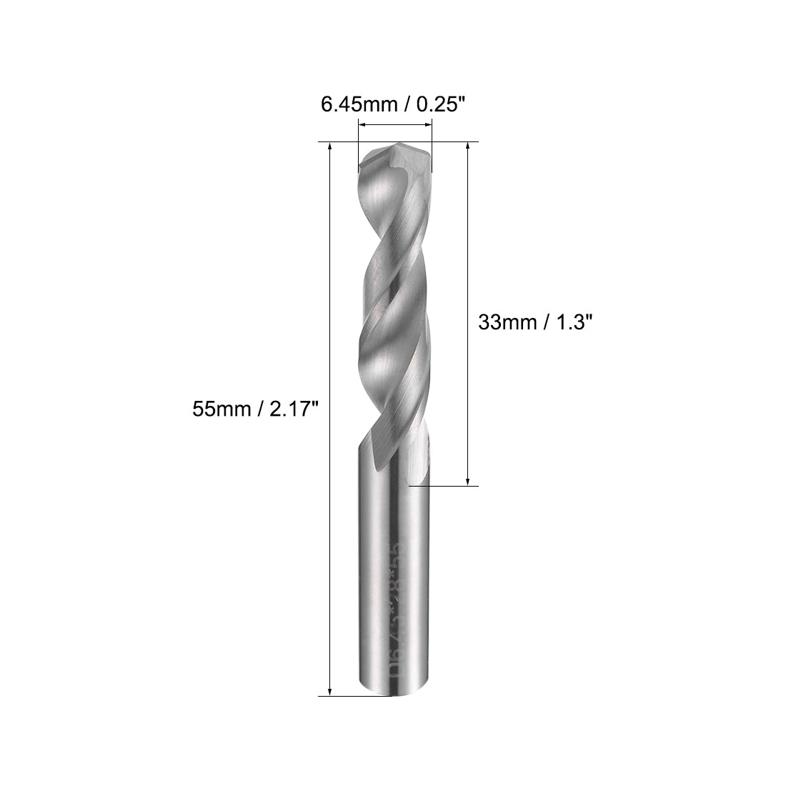 uxcell Uxcell 6.45mm Solid Carbide Drill Bits Straight Shank for Stainless Steel Alloy