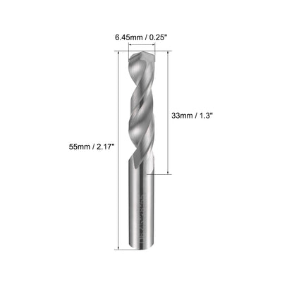Harfington Uxcell 6.45mm Solid Carbide Drill Bits Straight Shank for Stainless Steel Alloy