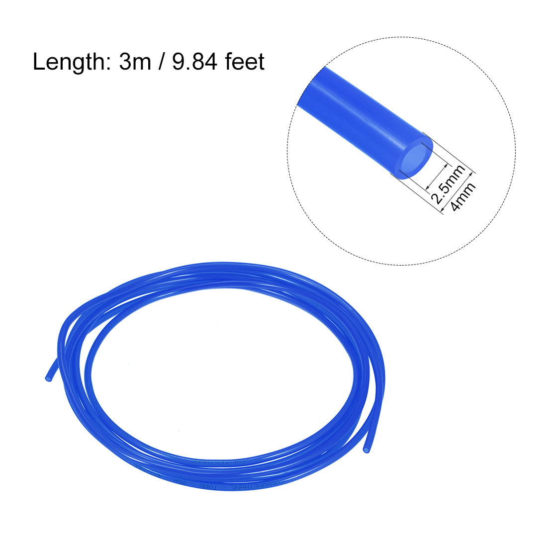 uxcell Uxcell 4mm OD 2.5mm ID 3 Meter Blue PU Air Tubing Pipe for Air Line Fluid Transfer
