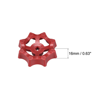 Harfington Uxcell Round Wheel Handle, Square Broach 7x7mm, Wheel OD 70mm ABS Red 4Pcs