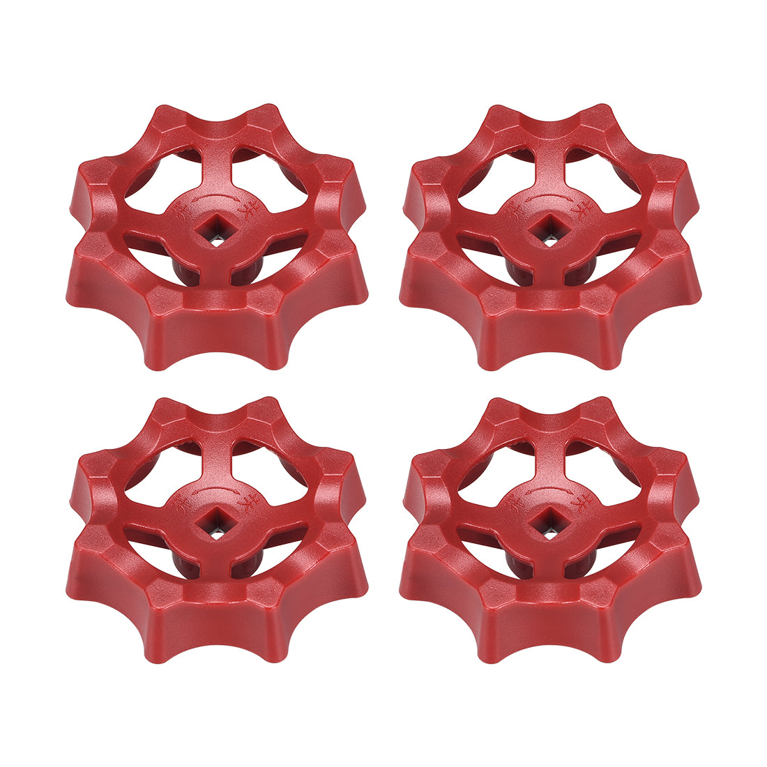 Uxcell Uxcell Round Wheel Handle, Square Broach 7x7mm, Wheel OD 70mm ABS Red 4Pcs