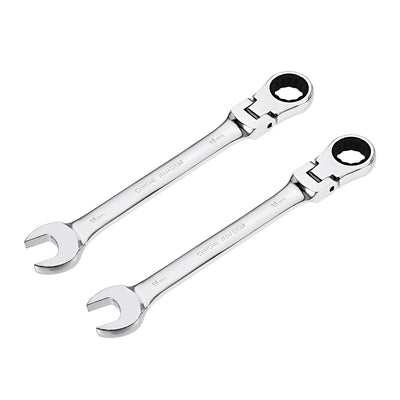 Harfington Uxcell Flex-Head Ratcheting Combination Wrench Metric 72 Teeth 12 Point Ratchet Box Ended Spanner Tool, Cr-V