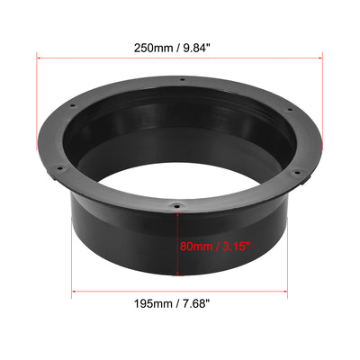 Harfington Uxcell Black Duct Connector Cone Flange ABS Plastic Air Outlet Inlet Hose Pipe Adaptor for 7.87Inch Dia Hose