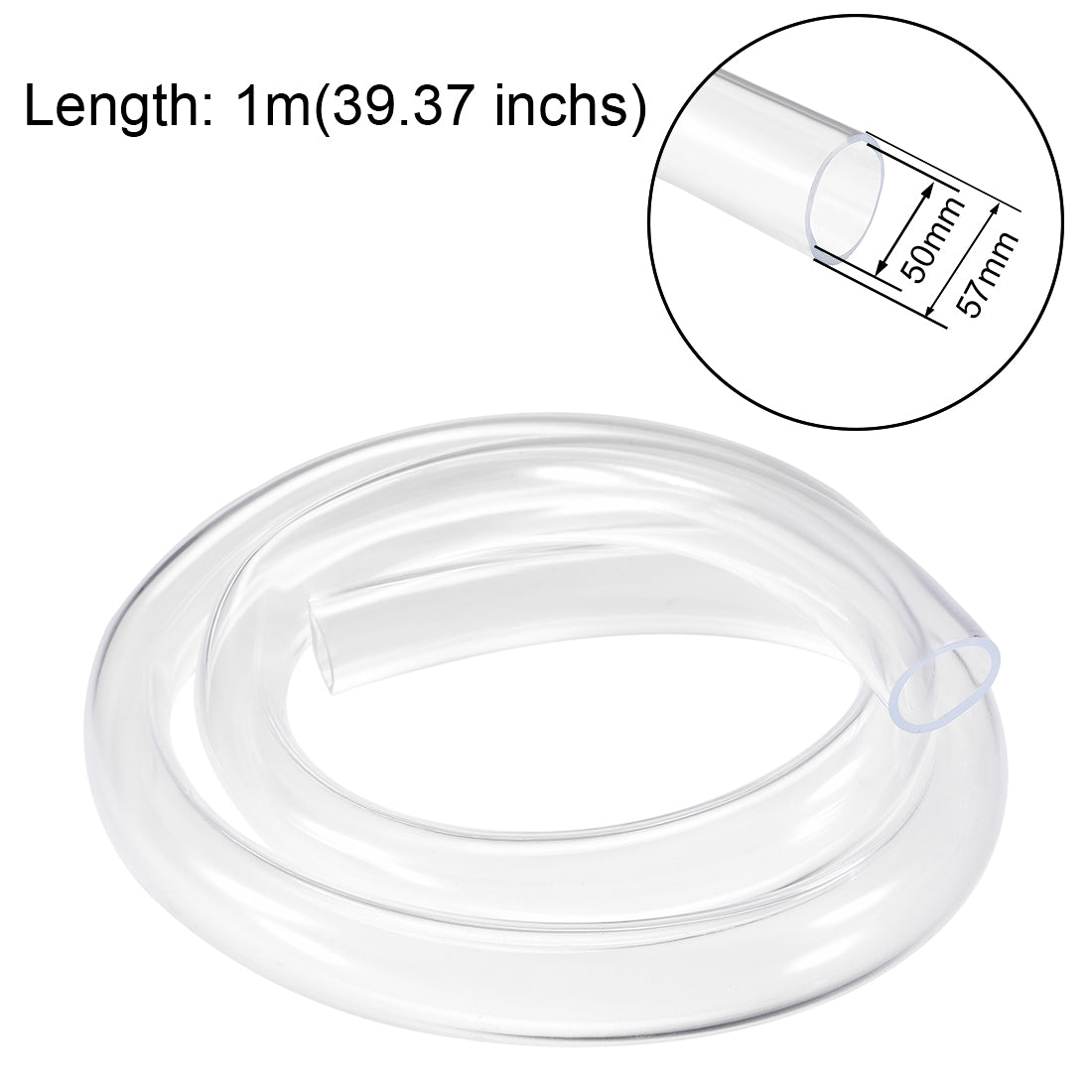 uxcell Uxcell PVC Hose Tube, 50mm(1.96") ID x 57mm(2.24") OD 1m Clear Vinyl Tubing