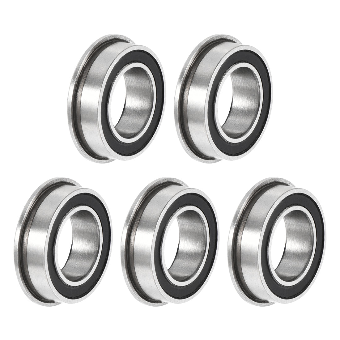 uxcell Uxcell MF106-2RS Flange Ball Bearing 6x10x3mm Double Sealed Chrome Steel Bearing 5pcs