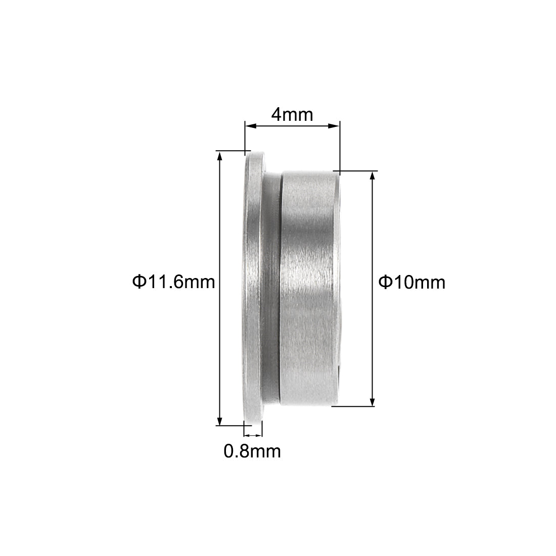 uxcell Uxcell MF105-2RS Flange Ball Bearing 5x10x4mm Double Sealed Chrome Steel Bearing 10pcs