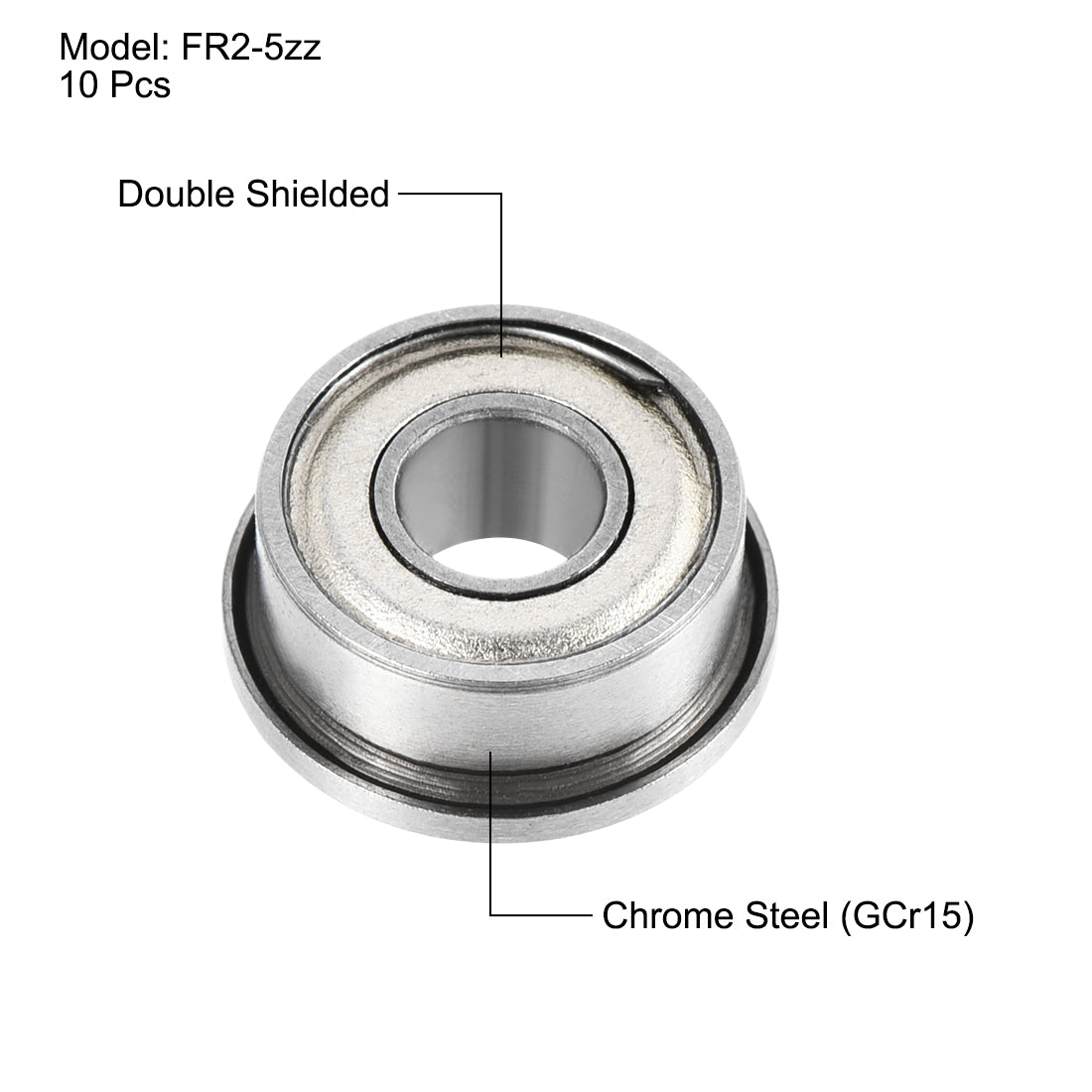uxcell Uxcell FR2-5zz Flange Ball Bearing 1/8"x5/16"x9/64" Shielded Chrome Steel Bearing 10pcs