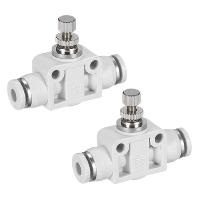 Harfington Uxcell Air Flow Control Valve, In-line Speed Controller Union Straight, 12mm Tube Outer Diameter 2Pcs