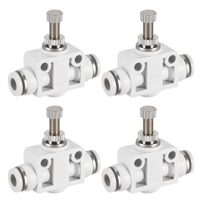 Harfington Uxcell Air Flow Control Valve, In-line Speed Controller Union Straight, 6mm Tube Outer Diameter 4Pcs