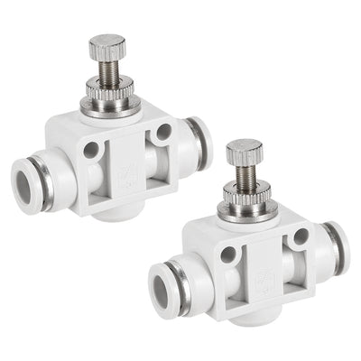 Harfington Uxcell Air Flow Control Valve, In-line Speed Controller Union Straight, 8mm Tube Outer Diameter 2Pcs