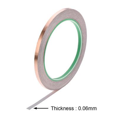 Harfington Uxcell Double Sided Conductive Tape Copper Foil Tape 5mm x 20m/65.6ft for EMI Shielding