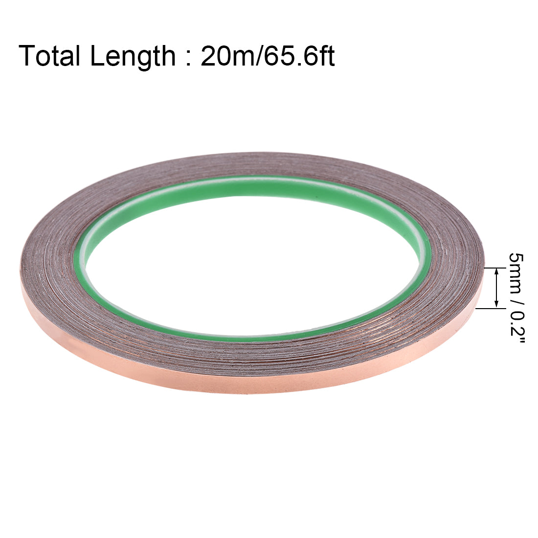 uxcell Uxcell Double Sided Conductive Tape Copper Foil Tape 5mm x 20m for EMI Shielding 2 Roll