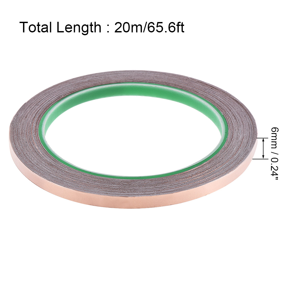 uxcell Uxcell Double Sided Conductive Tape Copper Foil Tape 6mm x 20m/65.6ft for EMI Shielding