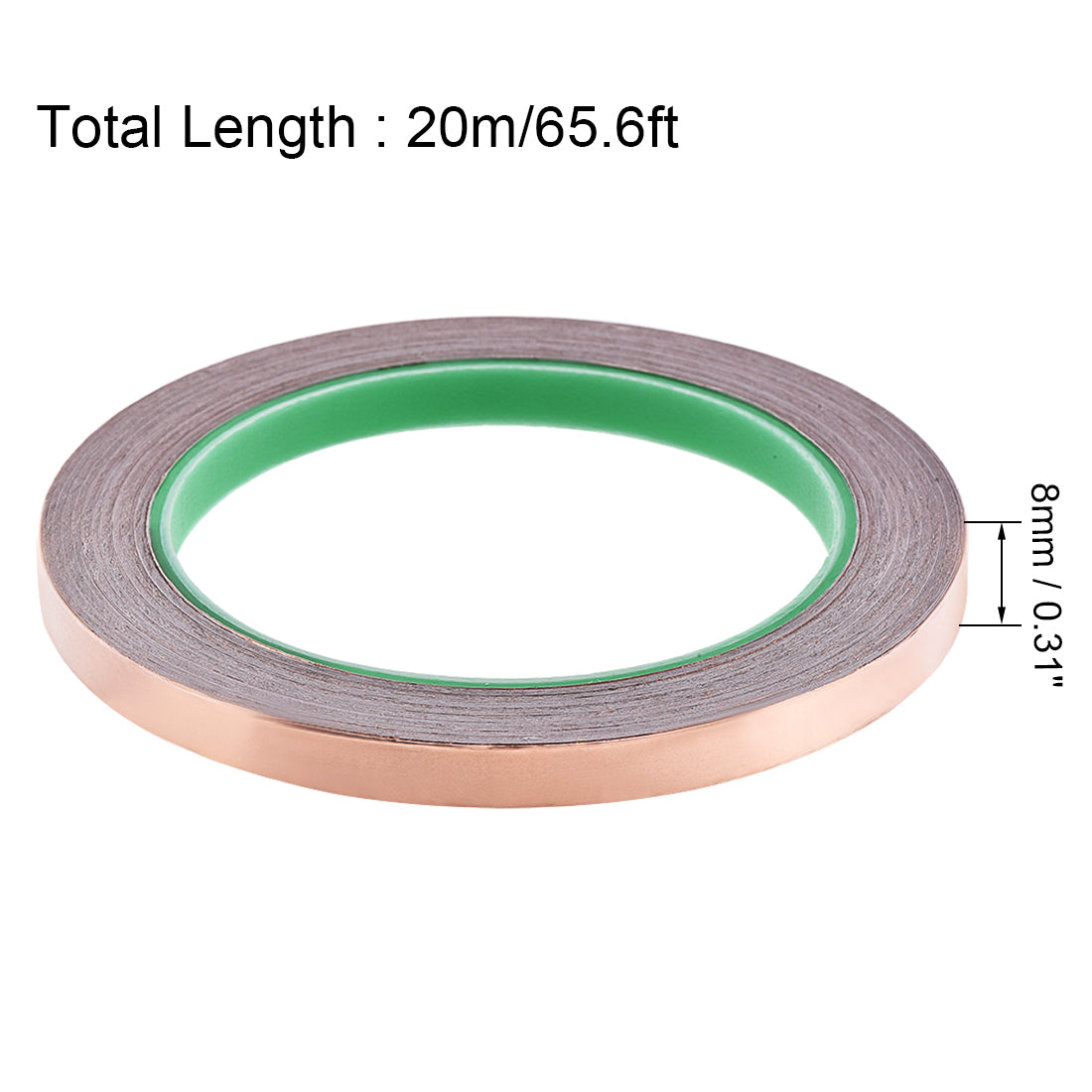 uxcell Uxcell Double Sided Conductive Tape Copper Foil Tape 8mm x 20m for EMI Shielding 2 Roll