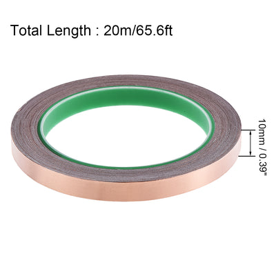 Harfington Uxcell Double Sided Conductive Tape Copper Foil Tape 10mmx20m for EMI Shielding 2 Roll
