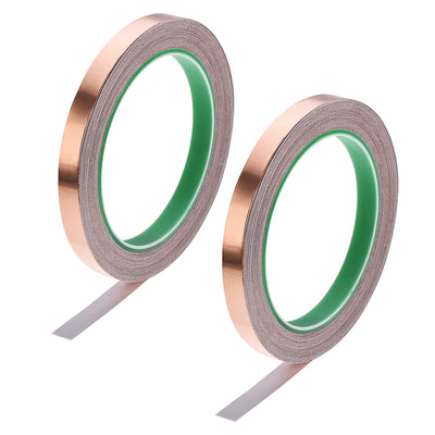 Harfington Uxcell Double Sided Conductive Tape Copper Foil Tape 10mmx20m for EMI Shielding 2 Roll