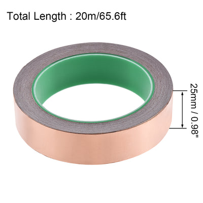 Harfington Uxcell Double Sided Conductive Tape Copper Foil Tape 25mm x 20m for EMI Shielding