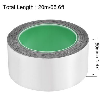 Harfington Uxcell 50mm Aluminum Foil Tape for HVAC,Patching Hot and Cold Air Ducts 20m/65.6ft