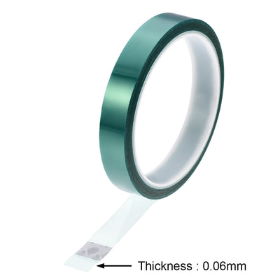 Harfington Uxcell 15mm PET Tape Green High Temperature Tape 33.0m/108.2ft