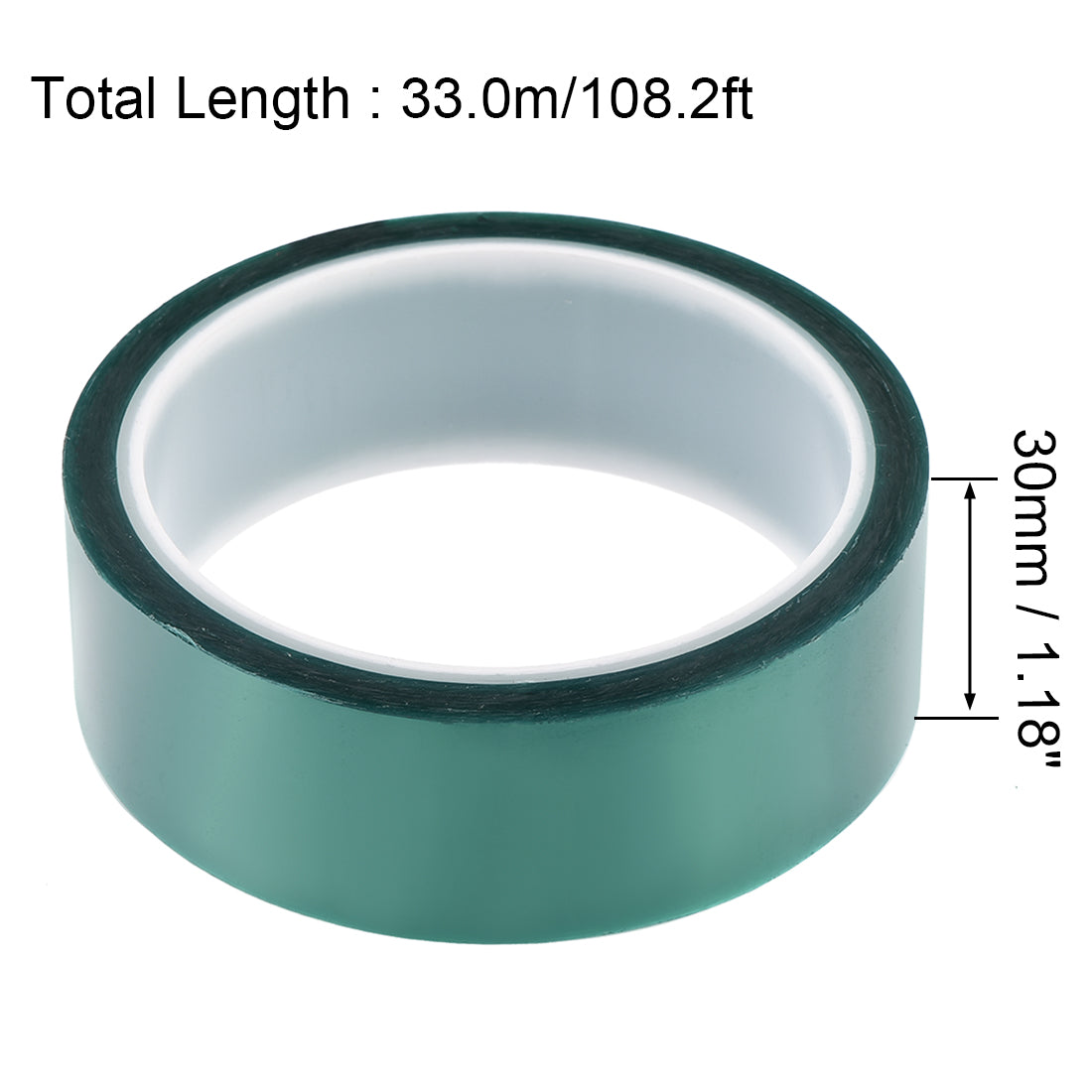 uxcell Uxcell 30mm PET Tape Green High Temperature Tape 33.0m/108.2ft