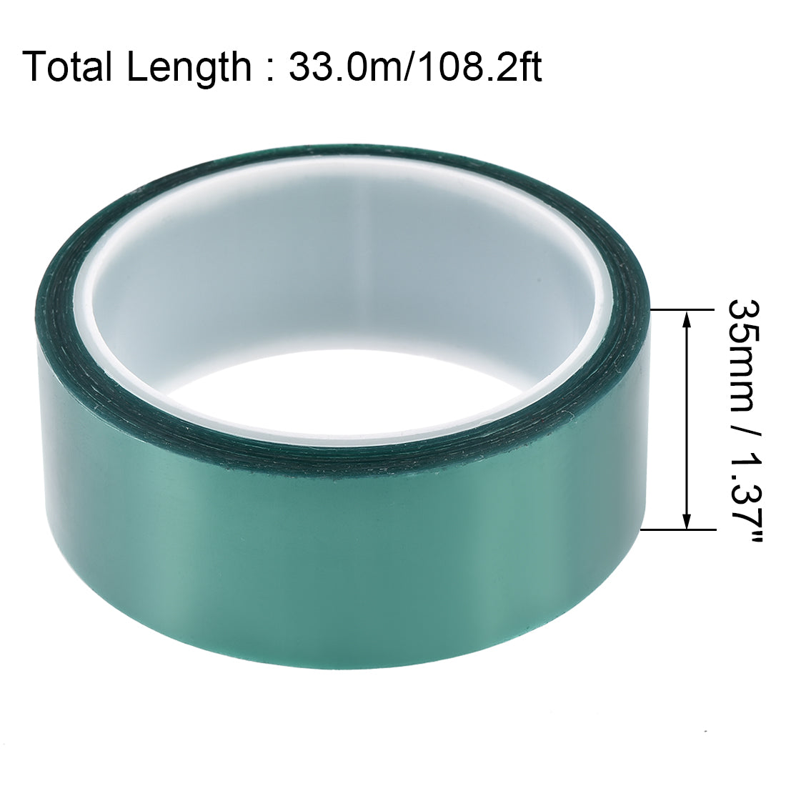 uxcell Uxcell PET Tape Green Polyester High Temperature Tape for Powder Coating Masking Adhesive Tape 33m/ 108.2ft 1pcs