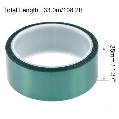 Harfington Uxcell PET Tape Green Polyester High Temperature Tape for Powder Coating Masking Adhesive Tape 33m/ 108.2ft 1pcs