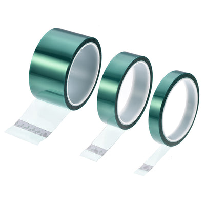 Harfington Uxcell 15mm,25mm,50mm PET Tape Green High Temperature Tape 33.0m/108.2ft 1 Set