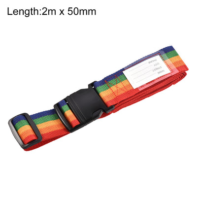 Harfington Uxcell Luggage Strap Suitcase Belt with Buckle Label, 2Mx5cm Adjustable PP Travel Bag Packing Accessory, Multi Color (Red Orange Yellow Green Blue)