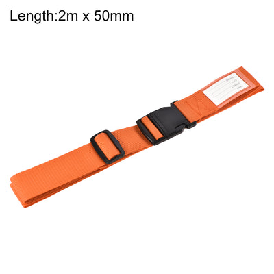 Harfington Uxcell Luggage Strap Suitcase Belt with Buckle Label, 2Mx5cm Adjustable PP Travel Bag Packing Accessory, Orange