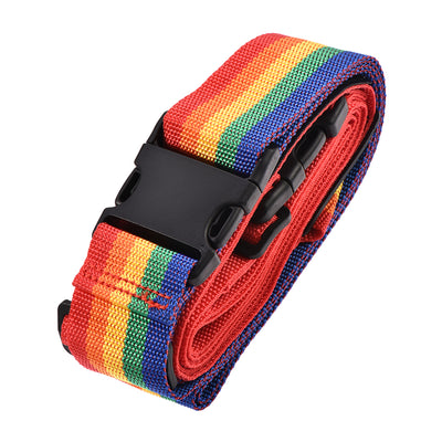 Harfington Uxcell Luggage Strap Suitcase Belt with 2 Buckles, 2Mx5cm Cross Adjustable PP Travel Packing Accessory, Multi Color (Red Orange Yellow Green Blue)