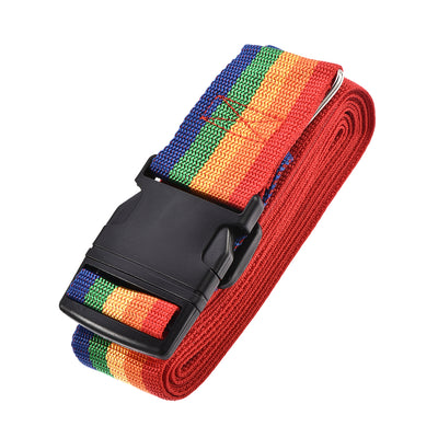 Harfington Uxcell Luggage Strap Suitcase Belt with Buckle, 4Mx5cm Cross Adjustable PP Travel Packing Accessory, Multi Color (Red Orange Yellow Green Blue)