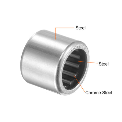 Harfington Uxcell HK Series Needle Roller Bearings, Open End Stamping Steel Drawn Cup Metric